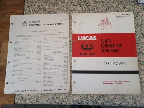 Lucas spare parts list 1965 - 1965,