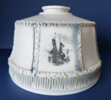 SMALL VINTAGE MILK GLASS SAILING BOATS DESIGN BLUE & WHITE LIGHT SHADE LAMPSHADE
