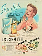 GROSSMITH "SKY HIGH" PERFUME ,ADVERTISMENT IN EXCELLENT CONDITION.. 1950.