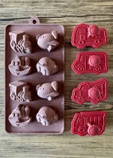 Bundle of transport themed chocolate mould & cookie cutters hardly used