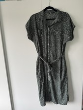 Only green leopard print midi shirt dress UK14