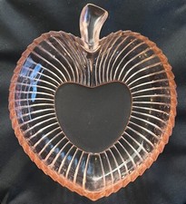 1930s Depression Glass Apple / Heart Shaped Vintage Glass Valentines Sweet Dish