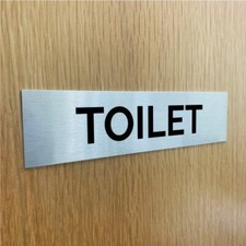 Toilet Door Sign Silver