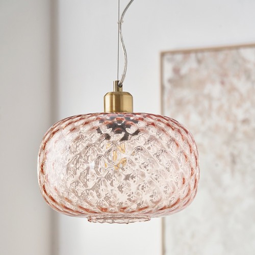 Oval glass pendant light rose - glass,