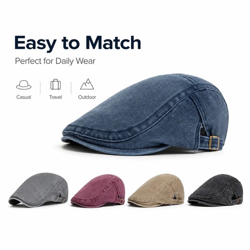 Vintage cotton beret flat cap - beret,