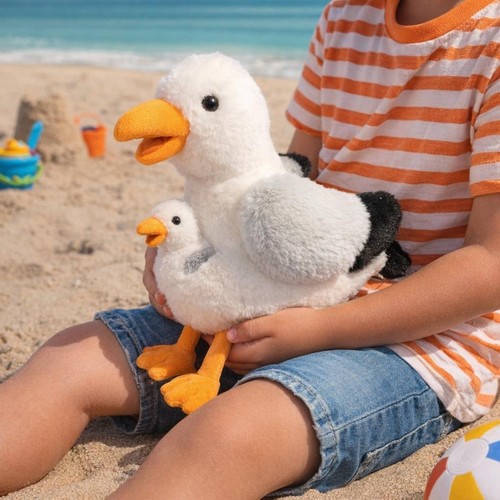 Large seagull plush - plush, soft
