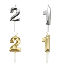 Gold Number 21 Candle 21st