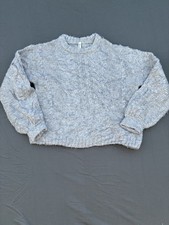 &me Light Grey Cable Knit Cropped Mock Neck Sweater Jumper Size S Small