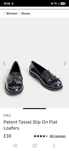 Navy patent tassle flat - m&s,