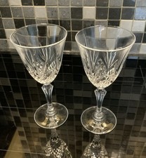 Vintage Crystal Cut Stemmed Glasses Tulip Shaped Set Of 2