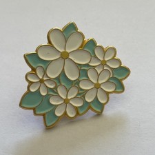 White Flowers Enamel lapel Pin