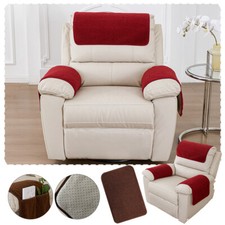Recliner Slipcovers Chair Arm Covers with Pockets Headrest Sofa Fleece Cover UK