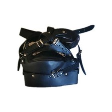 Bondage Gimp Head Harness Riding Hood Mouth Gag Mask Restraint Slave SM