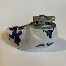 Vintage Delfts Blue Table Lighter Dutch Clog Hand Painted Made in Holland, Large