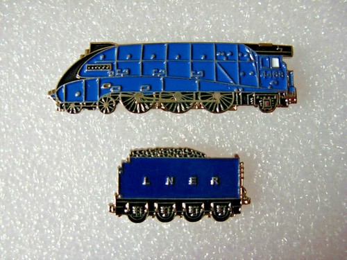 Mallard blue steam train pin - steam,