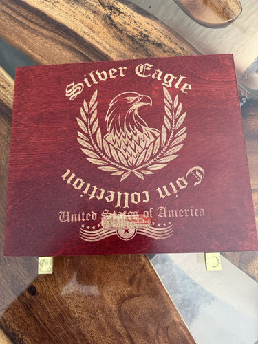 Wooden silver eagle coin - silver,
