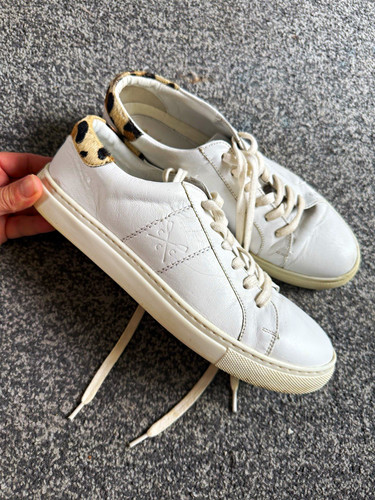 Men white leather low top - low,