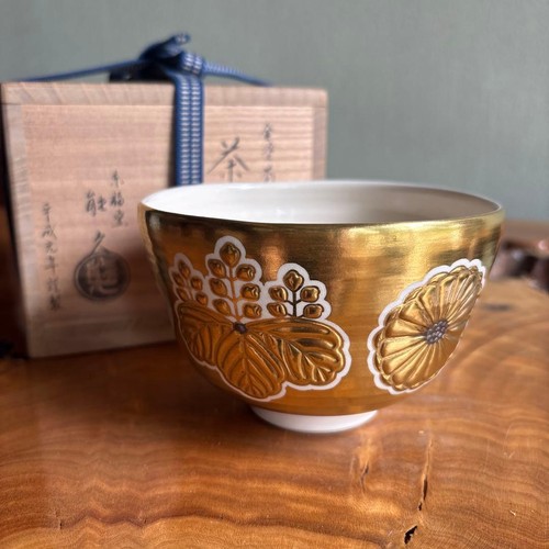Japanese chawan tea bowl gold - japanese,