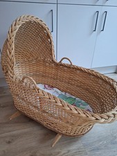 1970s Wicker Baby Moses Basket Vintage Cot/Crib