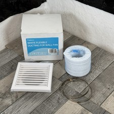 Bathstore Flexible Ducting Square  Wall Mounted Extractor Fan White Vent 100mm