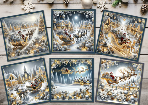 Santa sleigh blue and - santa, &