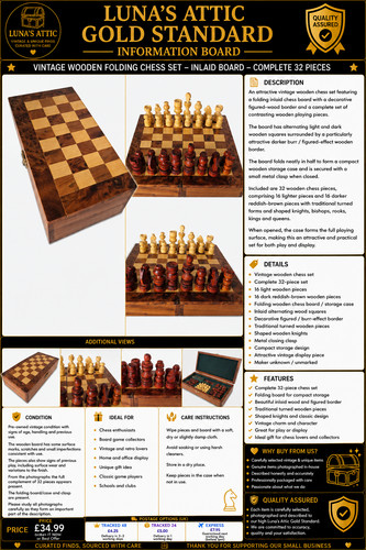 Vintage wooden folding - folding, chess