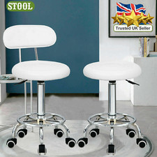 White Spa Salon Stool Gas Lift Backrest Barber Massage Beauty Hairdressing Chair