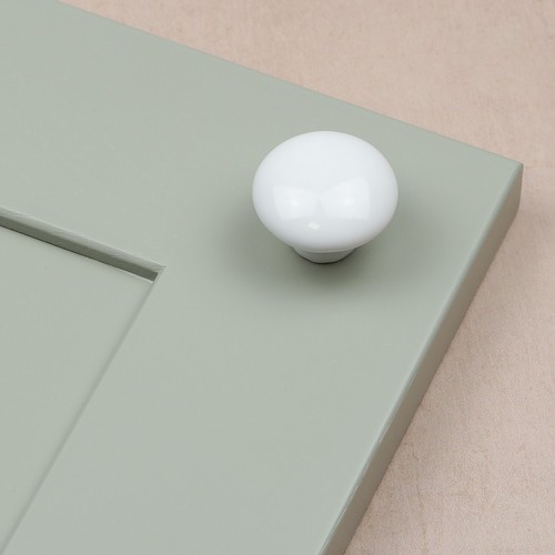 White ceramic cabinet knob - white,
