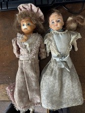 TWO ANTIQUE WAX FACED DOLLS IN