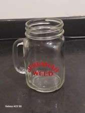 Jeremiah Weed Jam Jar Glass With Red Logo Very Good Condition