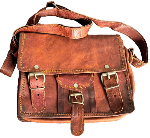 Mini real leather satchel - leather,