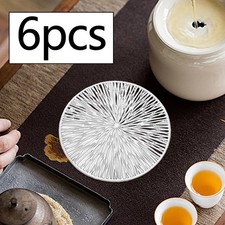 6Pcs 4" Drink Coasters Set Round Stackable Heat Resistant Cup Pad Mug Mat for