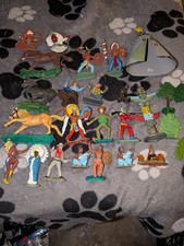 Bundle Of Vintage Plastic Cowboy's & Indians Figures  Britain's,Timpo,Herald