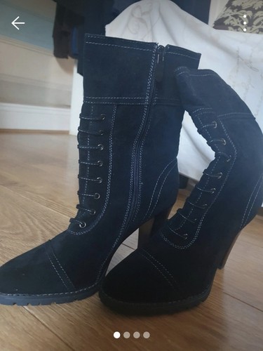 Women black suede mid calf - suede, mid-calf