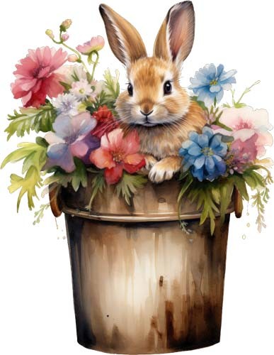 Colourful floral peter rabbit - floral,