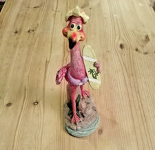 Beach Flamingo Holding Surfboard Kitsch Decorative Statue