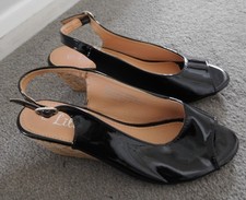 Lilley Women's Ladies Shoes Black Adults Ladies Court Heels Buckle Nice Glossy