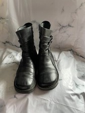 OXYGEN WOMEN BLACK LEATHER ZIP UP/ BUCKLE WEDGE HEEL ANKLE BOOT SIZE UK3 EU36