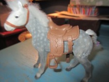 Dapple Grey toy horse figure with detailed plastic saddle