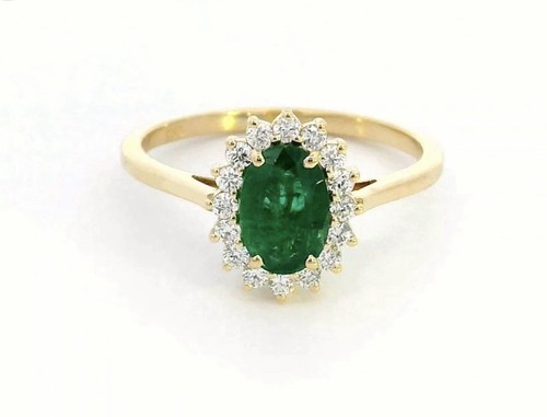 18k yellow gold oval - yellow, emerald