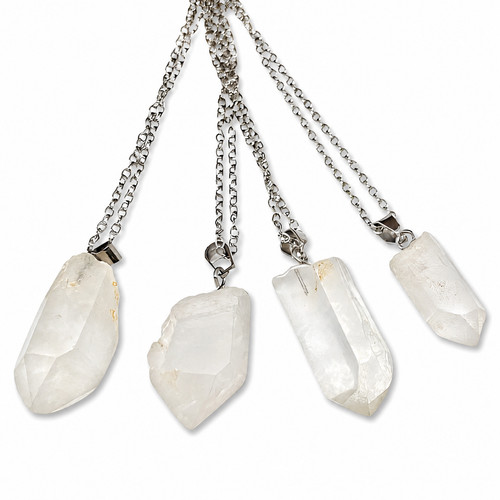 Raw quartz pendant necklace - raw,