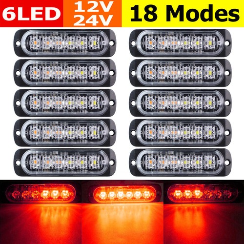 10pcs red 6led - red, truck