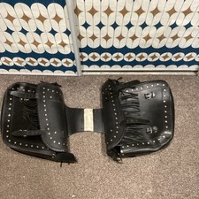 MOTORCYCLE SADDLE BAGS LEATHER MOTORBIKE SIDE PANNIERS LUGGAGE TOURING STUDDED