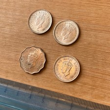 British India x 4 George VI 1/4 Rupees and 1 Anna (ref #a24)
