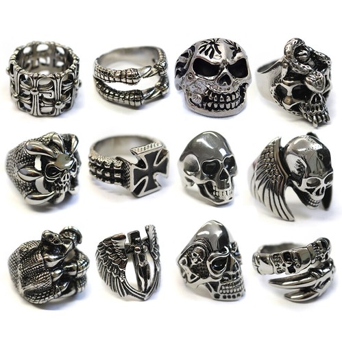 Stainless steel skull - steel, rings