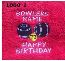 Personalised Embroidered Bowls Towel with name or name and club.