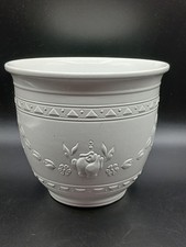 Vintage  Scheurich West German white ceramic plant pot, garland design, 916-15