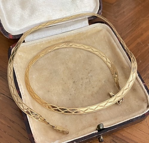 9ct gold flat snake chain - gold,