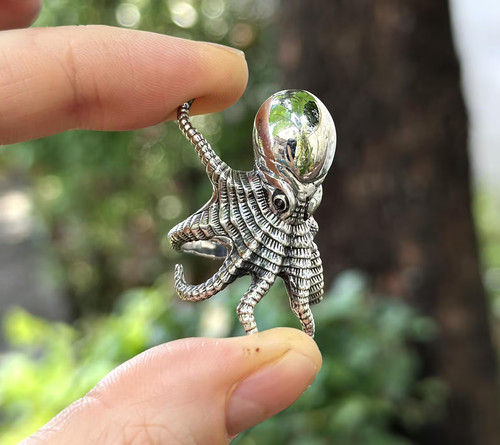 Octopus ring 925 - octopus, sterling