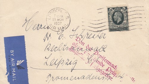 1937 airmail cover - 1937, london
